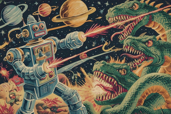 Cosmic Robot vs Dragons