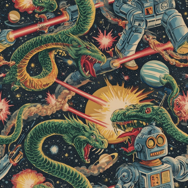 Cosmic Robot vs Dragons - Pattern Version