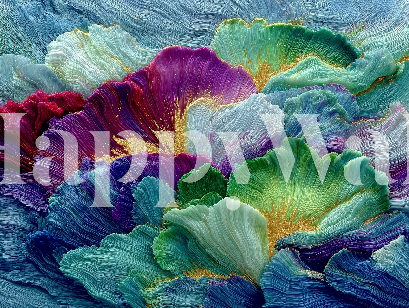 Vibrant Floral Waves wallpaper in a room