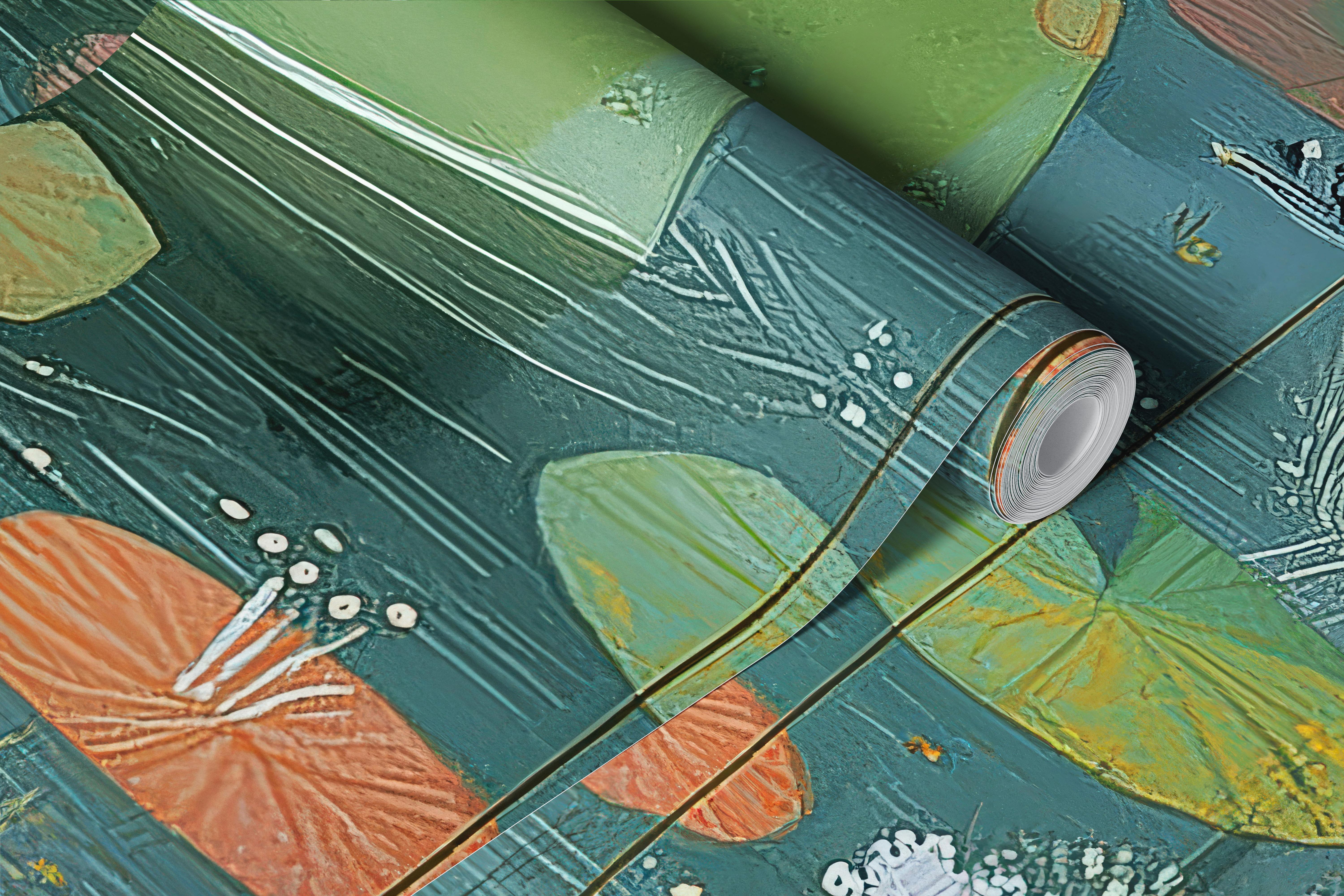 Enchanting lily pond wallpaper in a room