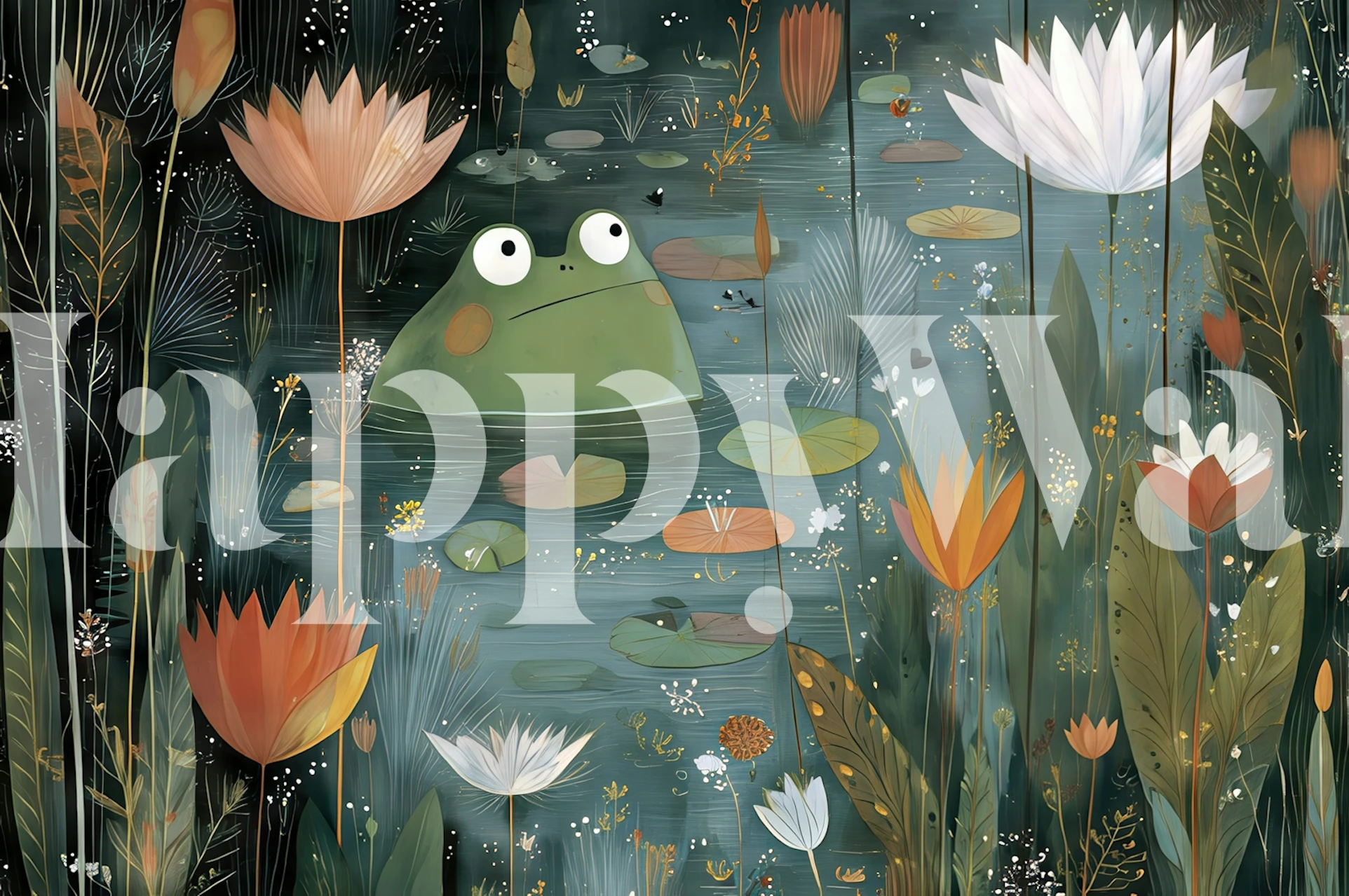 Enchanting Lily Pond Scene i et værelse