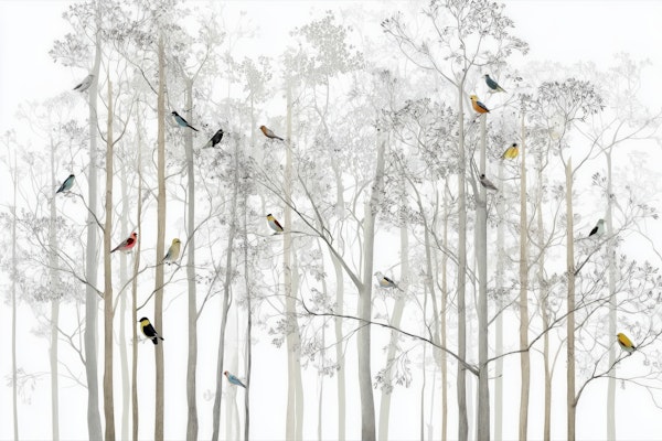 Serene Forest with Birds