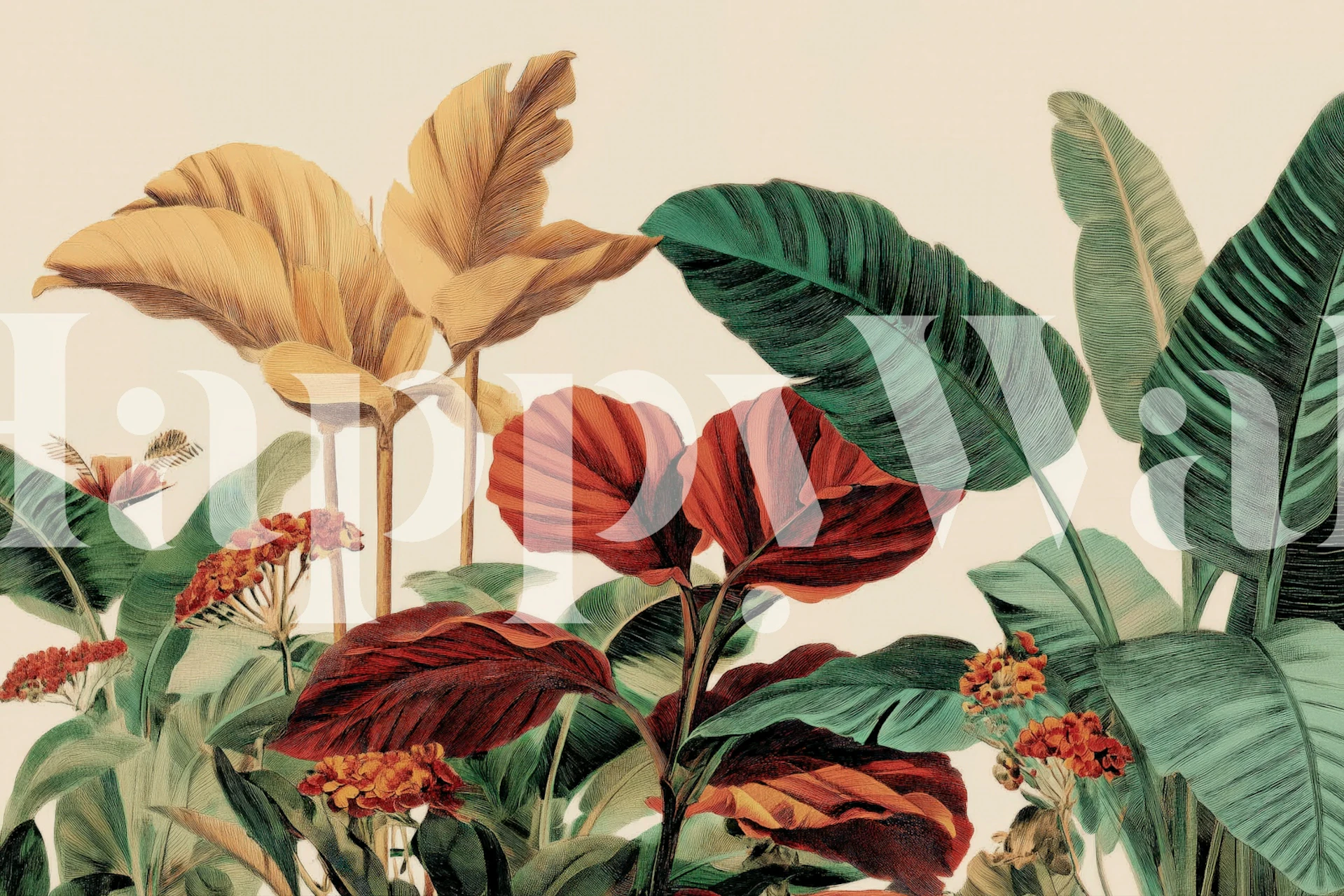 Tropical Jungle Serenity behang in een kamer