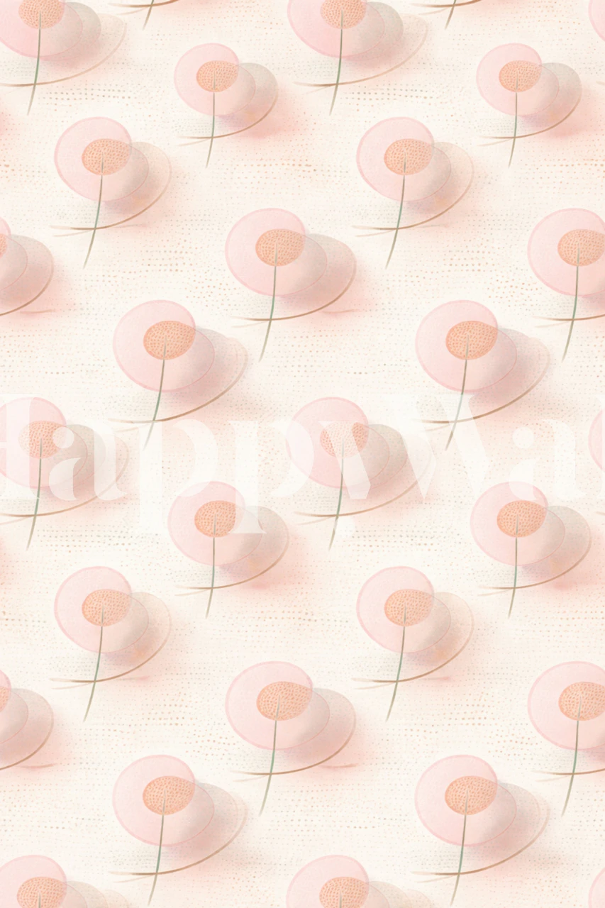 Minimal Pastel Floral wandbekleding ontwerp in een kamer