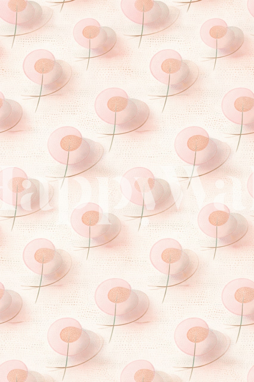 Minimal Pastel Floral wallpaper design in a room