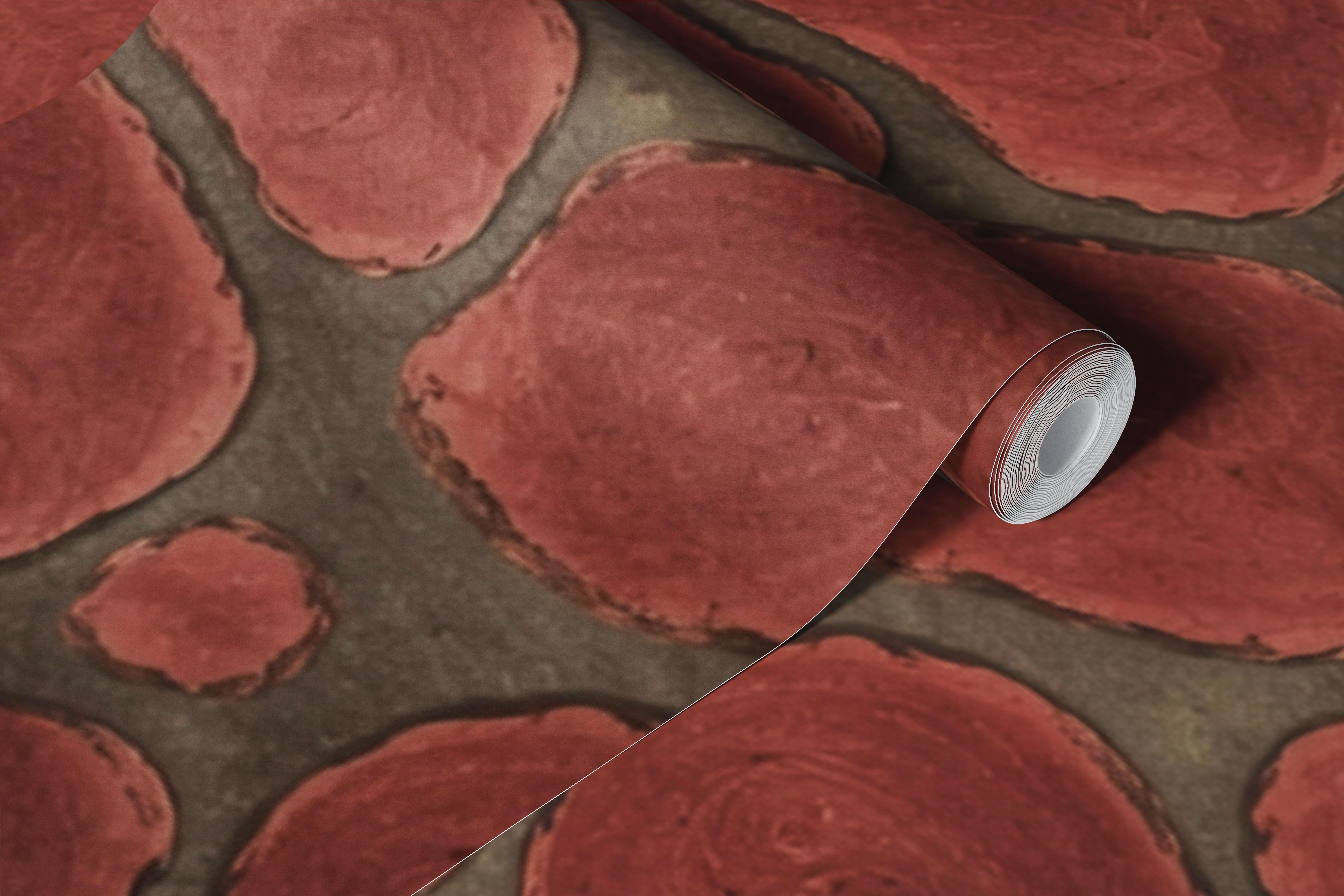 Rustic terracotta abstract wallpaper with rounded shapes