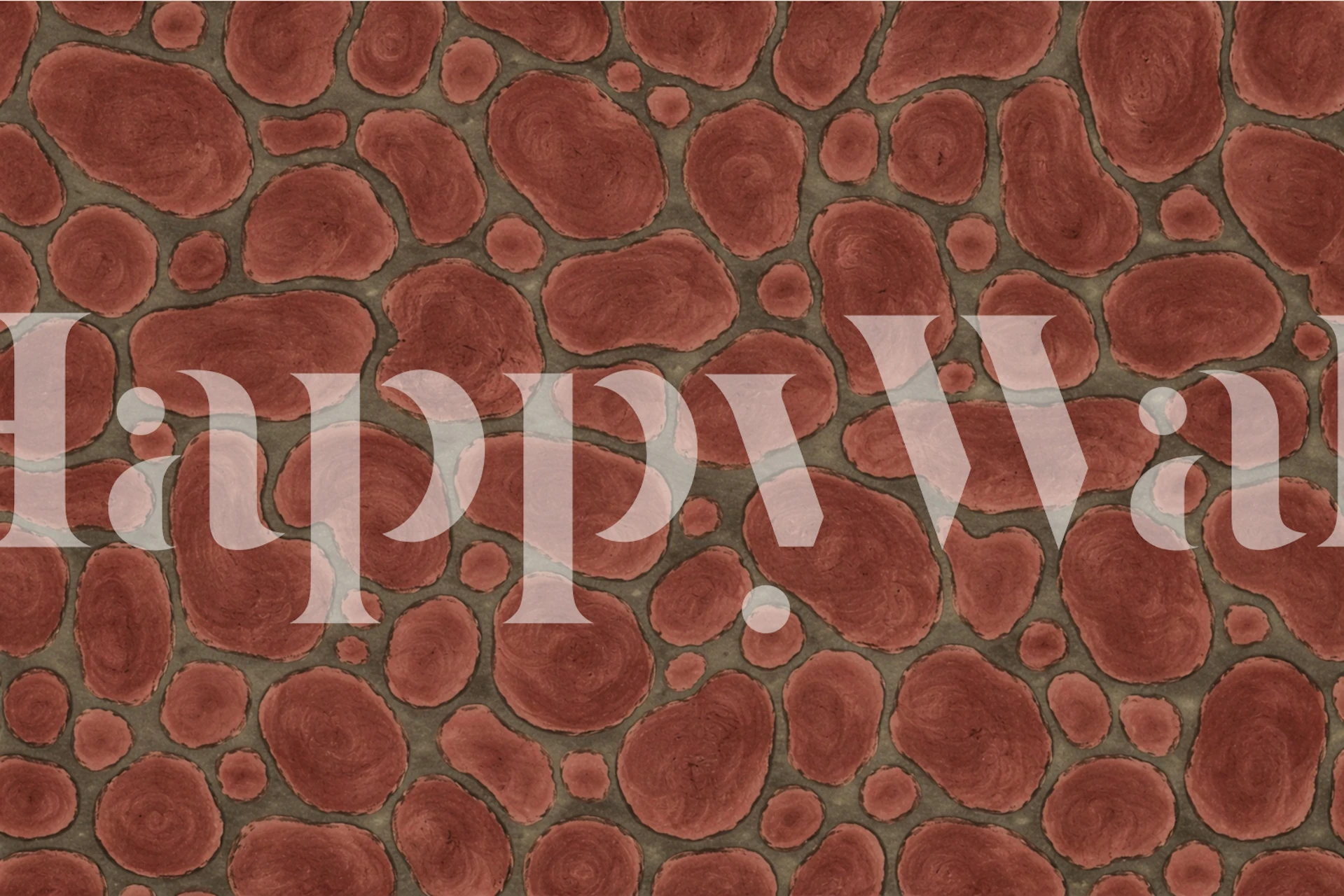 Rustic terracotta abstract wallpaper with rounded shapes