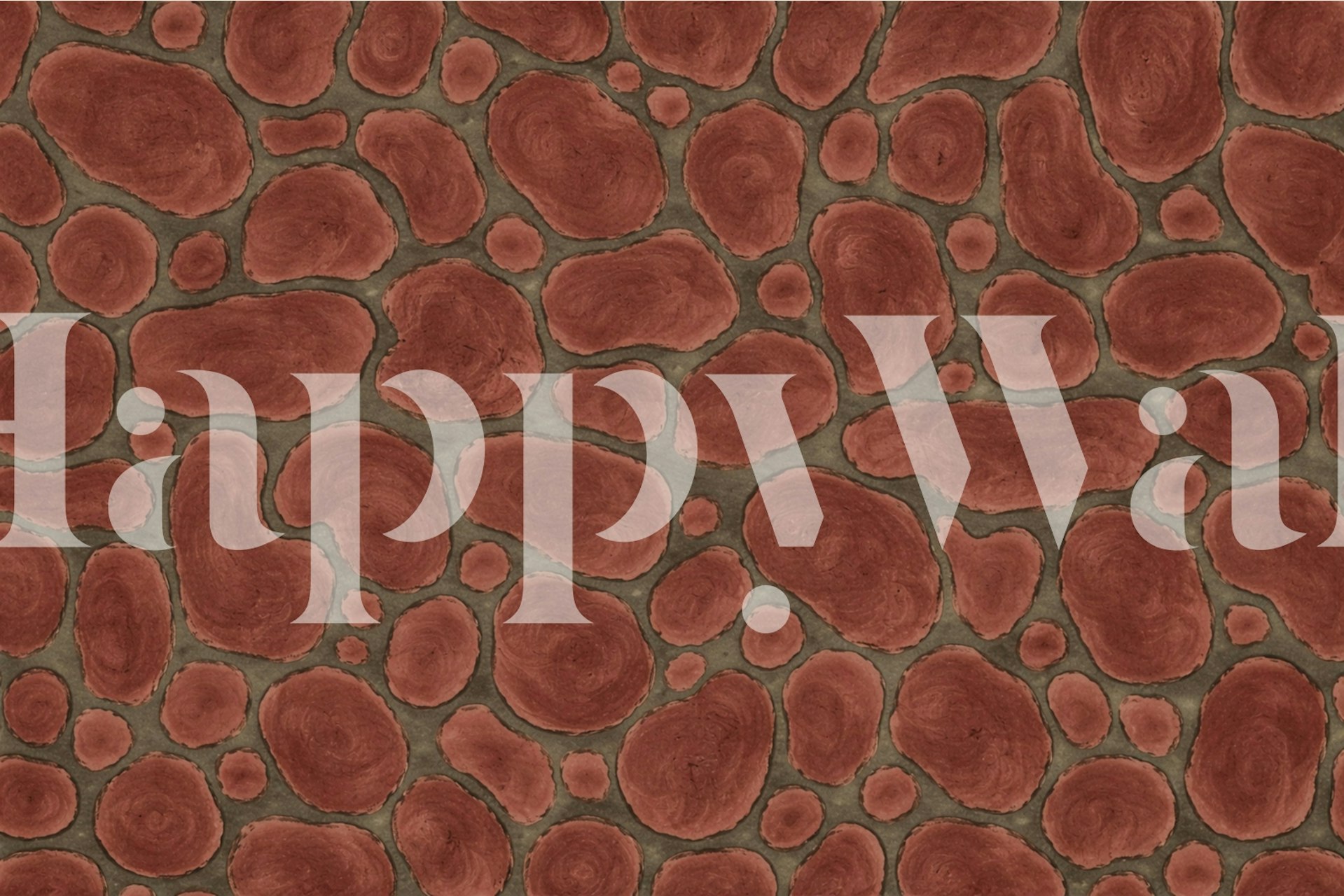 Rustic terracotta abstract wallpaper with rounded shapes