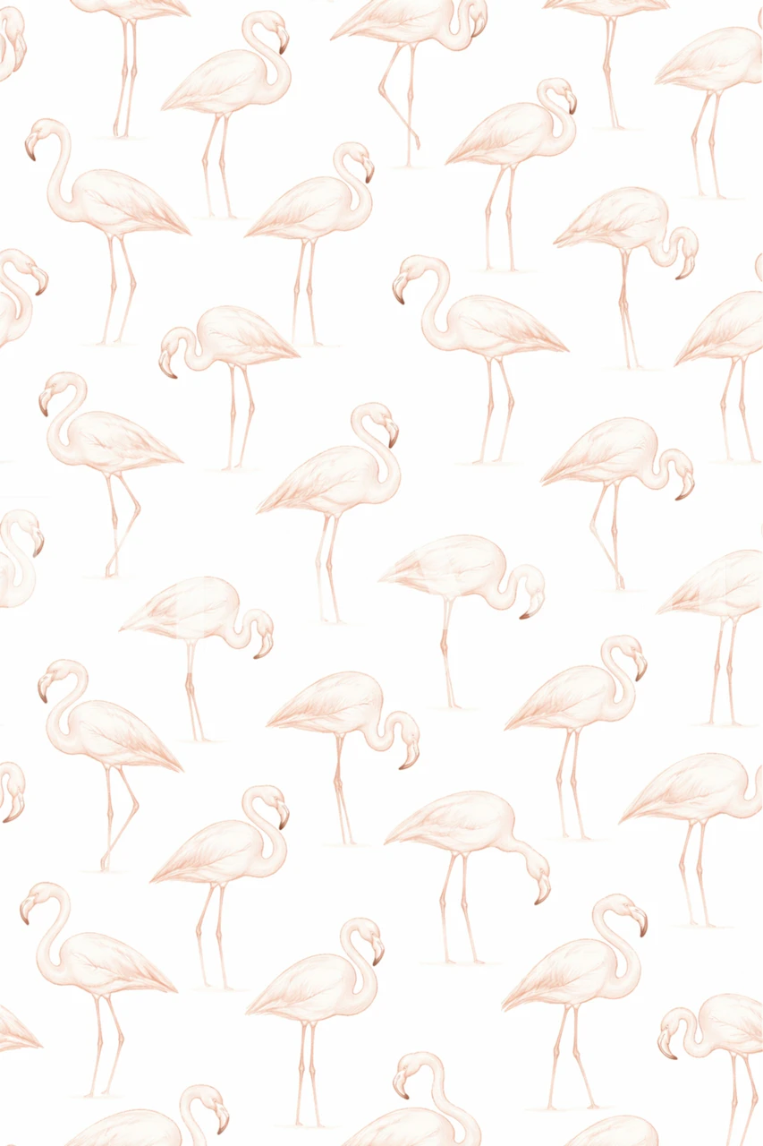 Soft Blush Flamingos wallpaper design