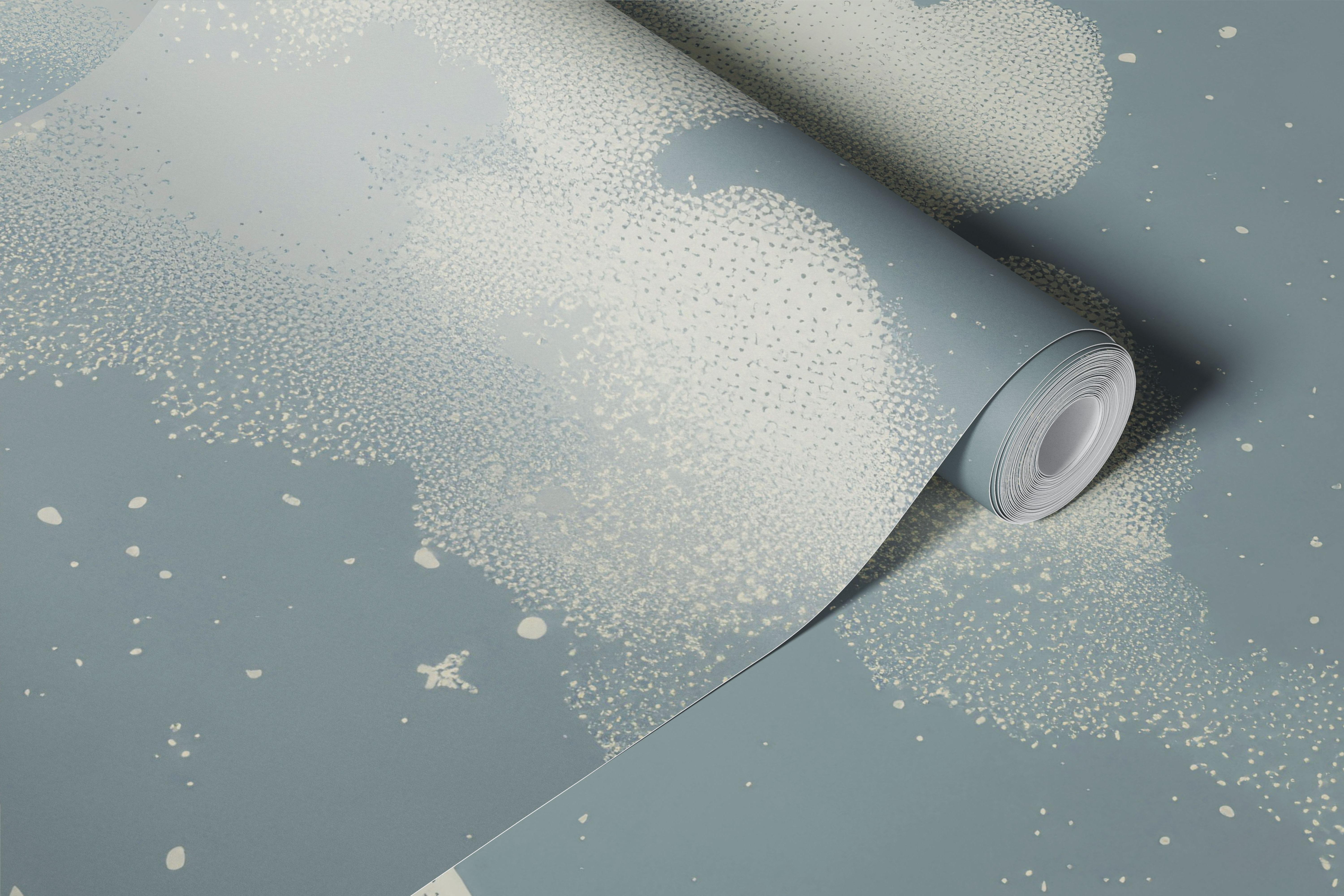 Blue cloud wallpaper with white stars and gentle clouds