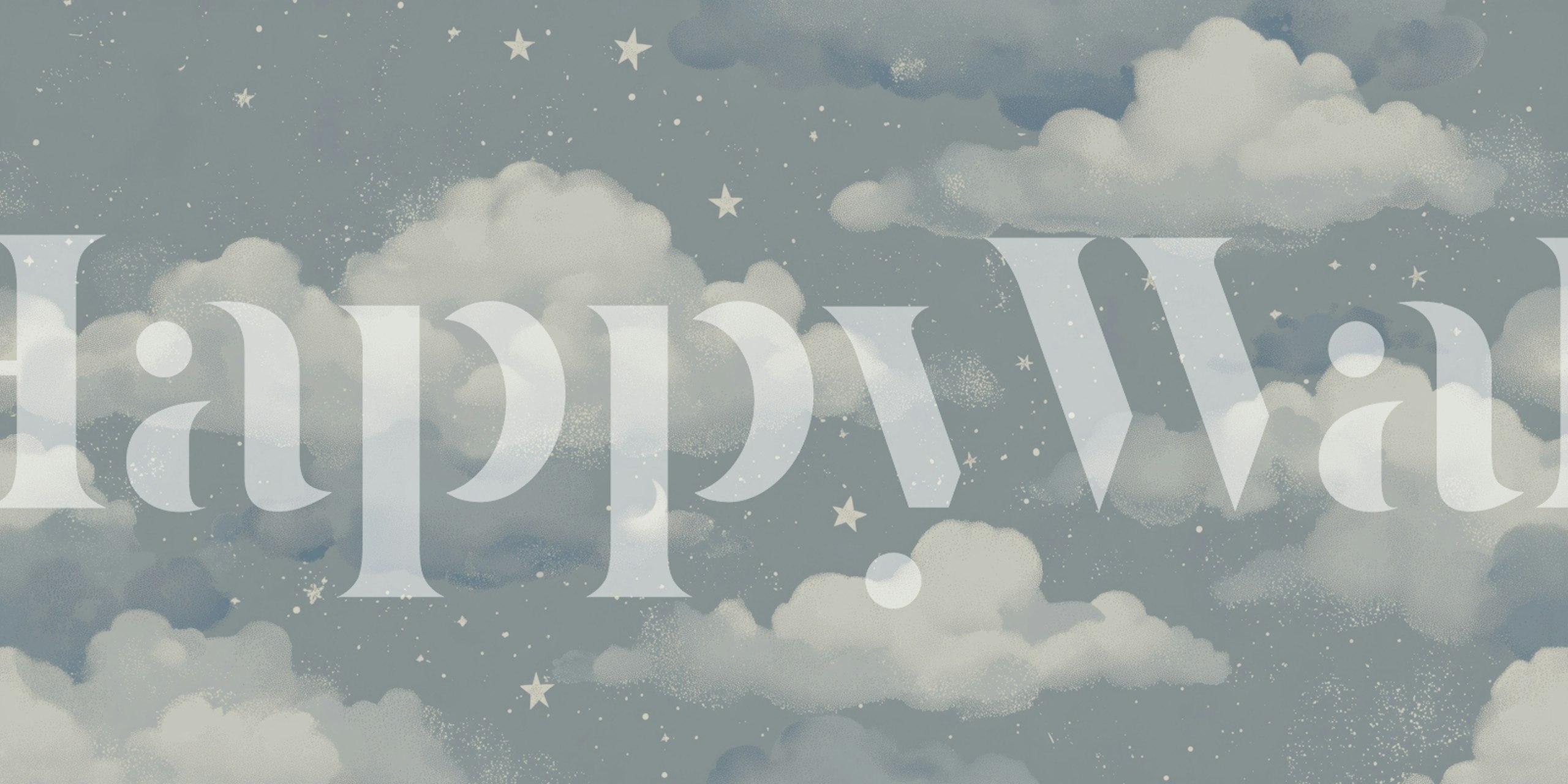Blue cloud wallpaper with white stars and gentle clouds