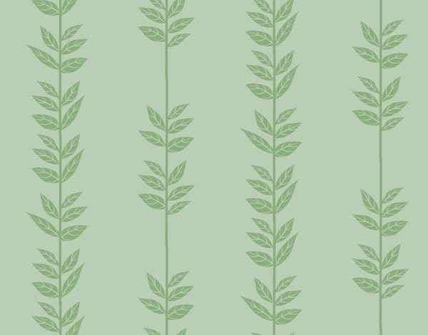 Small Simple Leaf Stripes Sage Green