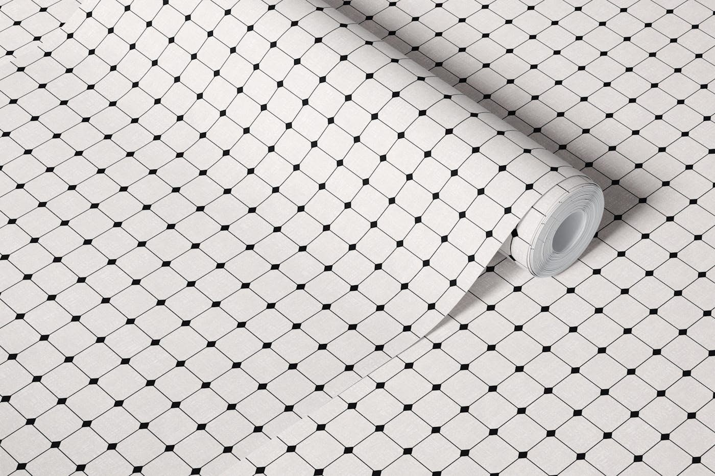 Geometric Grid Charm on off white wallpaper roll