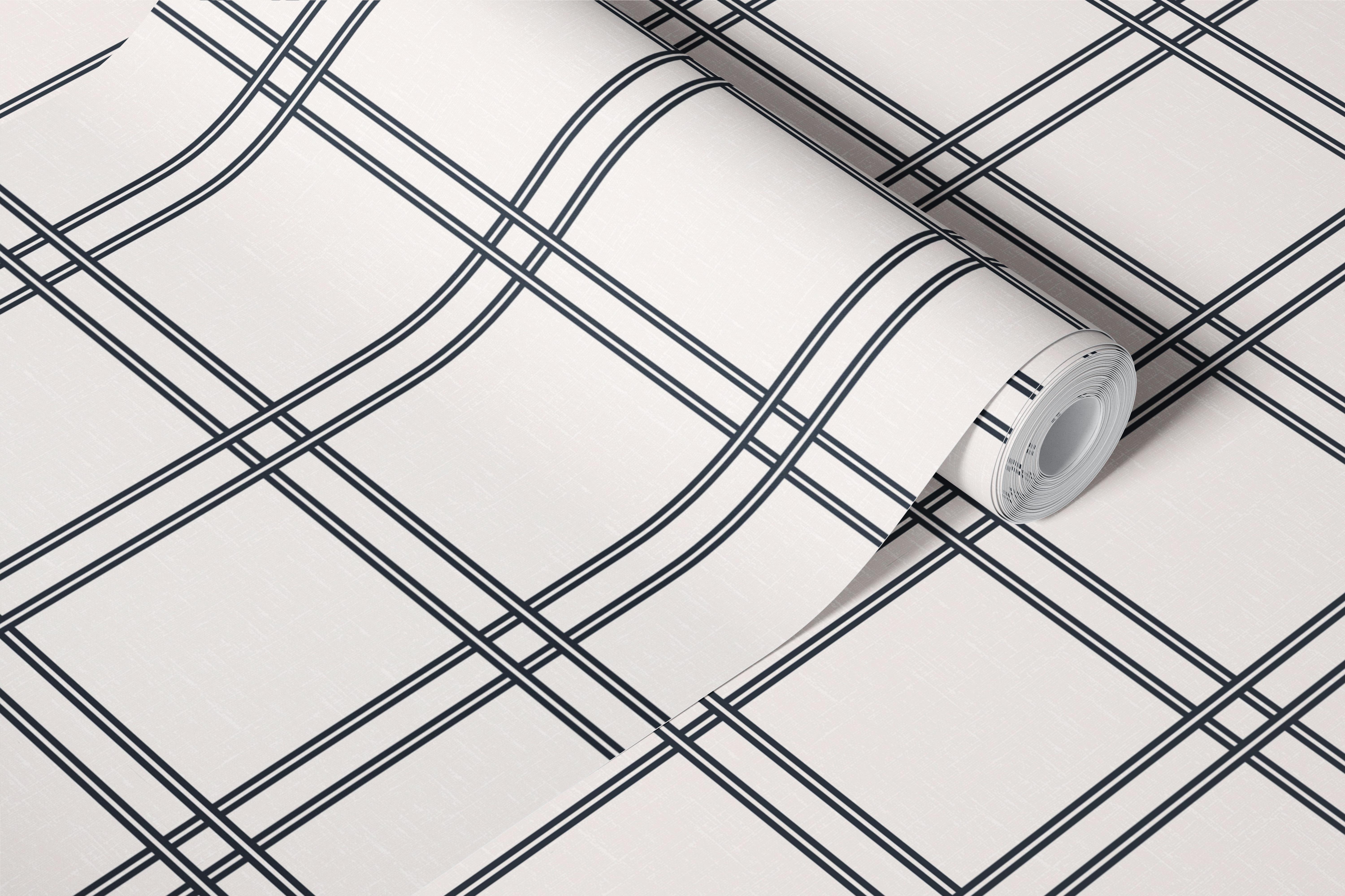 Chic monochrome plaid wallpaper in a room