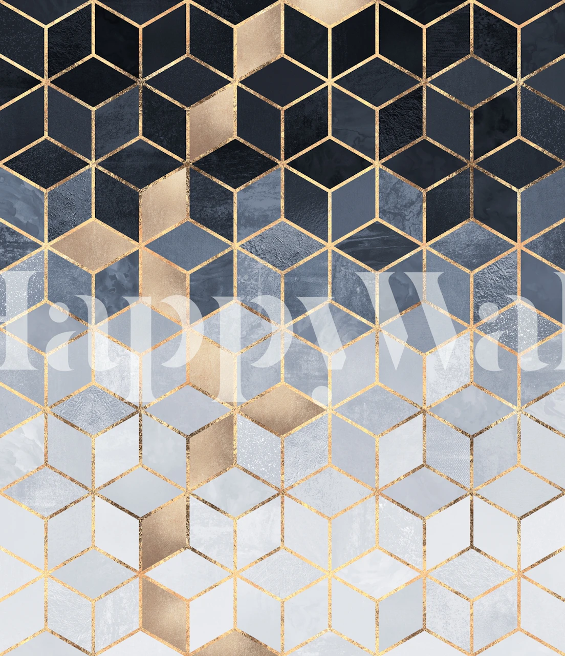 Geometrisk blå kube gradient tapetdesign