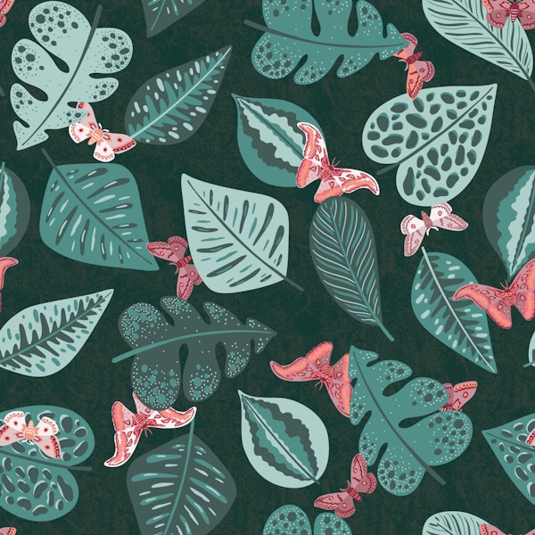 Mystical Butterfly Forest in turquoise