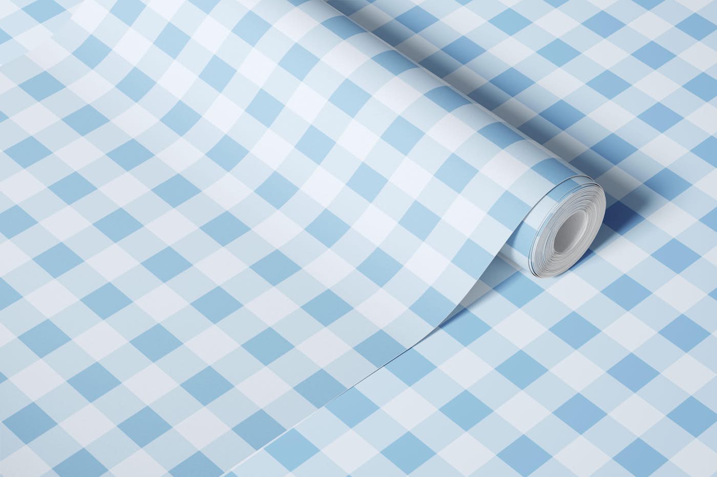 Gingham Charm In Blue wallpaper roll