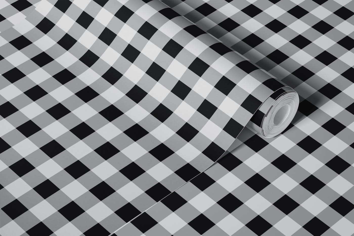 Gingham Charm In Black wallpaper roll