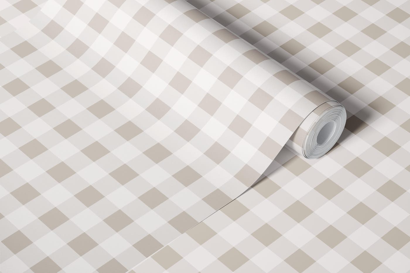 Gingham Charm In Taupe wallpaper roll