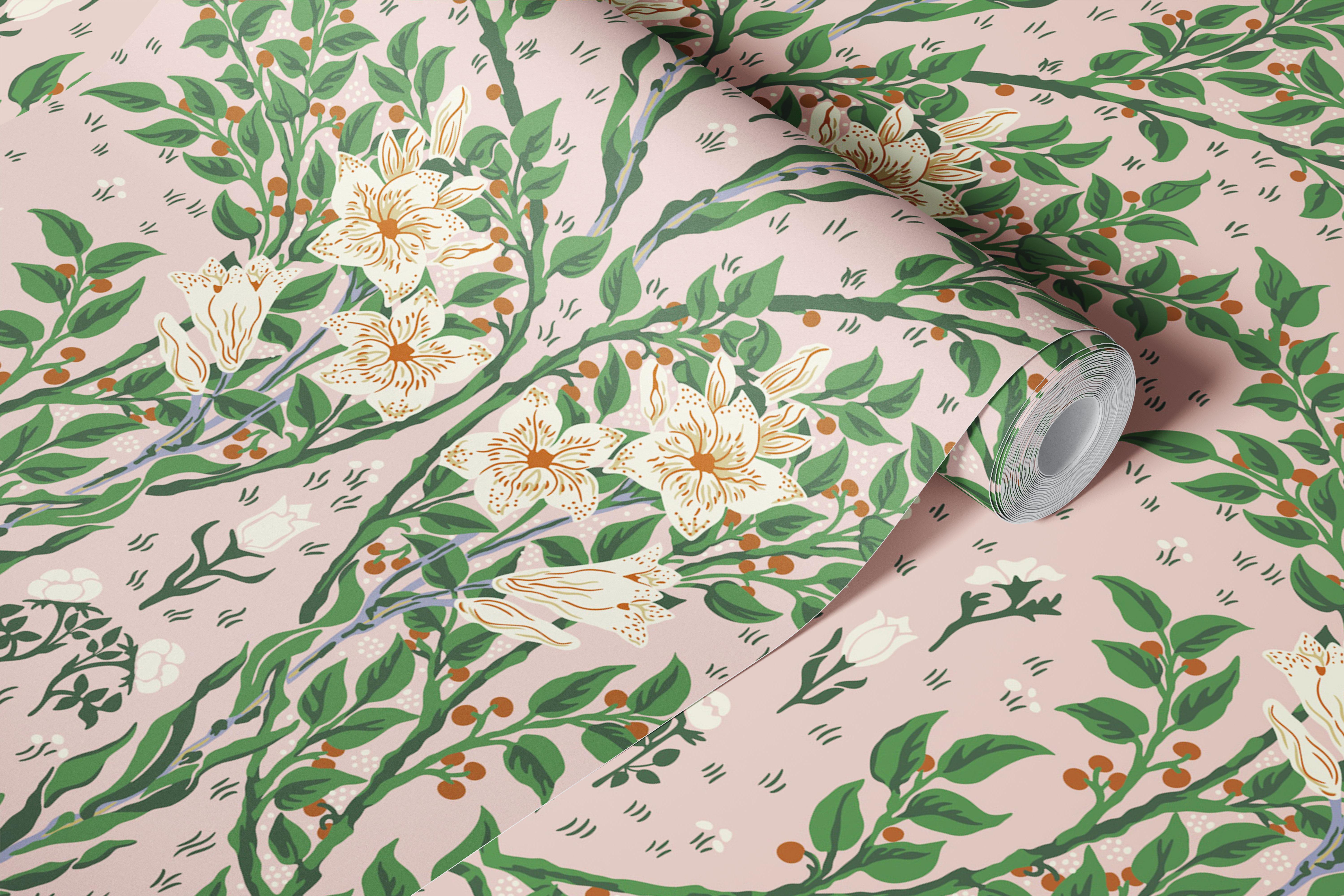 Walter Crane Francesca 2 floral wallpaper in interior