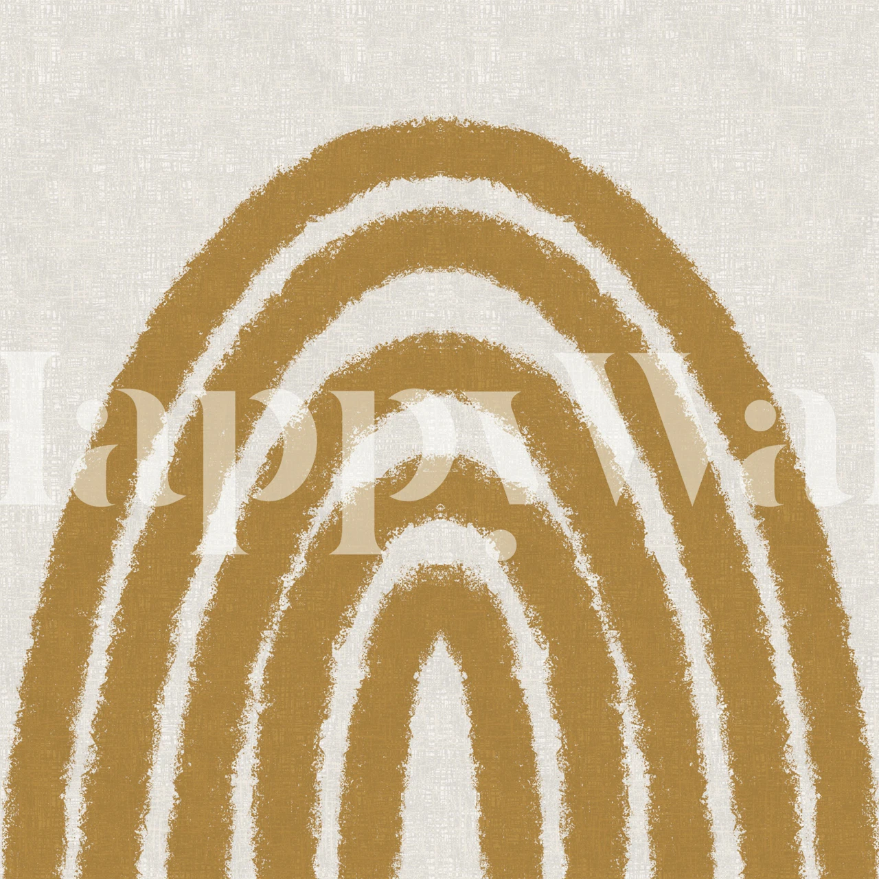 Rainbow arch pattern in golden tones on a cream background wallpaper