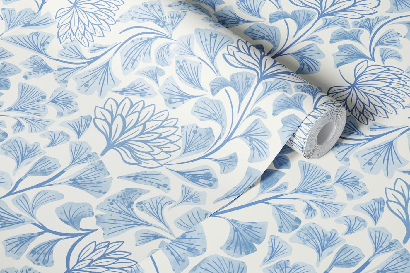 Dancing Blooms Nordic Blue wallpaper roll