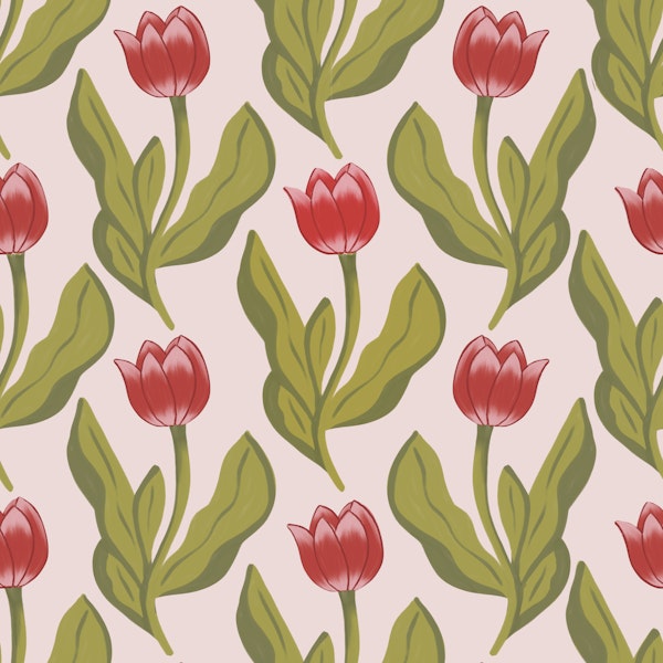 Vintage Red Tulips wildflowers