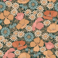 Wildflower Serenade Teal Ochre wallpaper