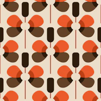 Retro Floral Geometry Terracotta Brown wallpaper
