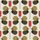 Retro Floral Geometry Khaki Red