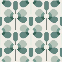Retro Floral Geometry Sage Green wallpaper
