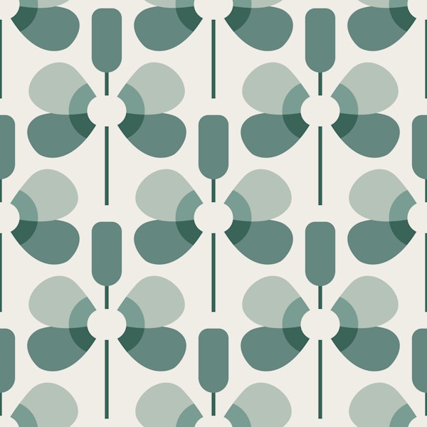 Retro Floral Geometry Sage Green