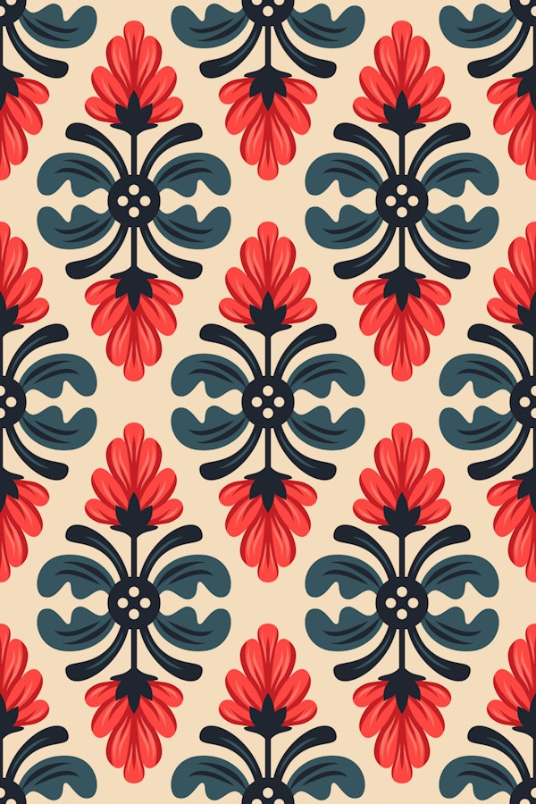 Floral Heritage Vibe Deep Red