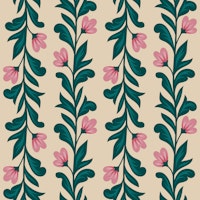 Climbing flowers stripes Pink wallpaper