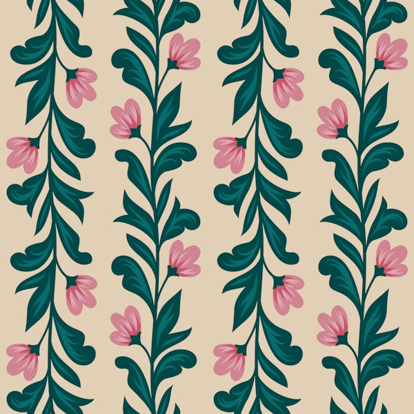 Climbing flowers stripes Pink