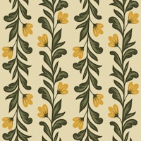 Climbing flowers stripes Yellow Sage Green wallpaper