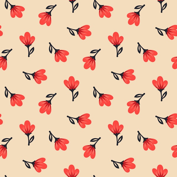 Ditsy Vibrant Red Blossoms