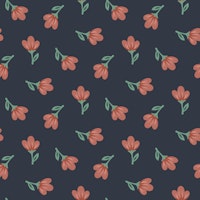 Ditsy Red Blossoms on Navy wallpaper