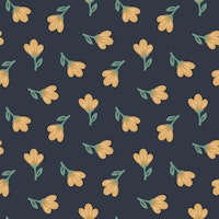 Ditsy Yellow Blossoms on Navy wallpaper