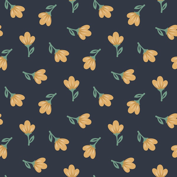 Ditsy Yellow Blossoms on Navy