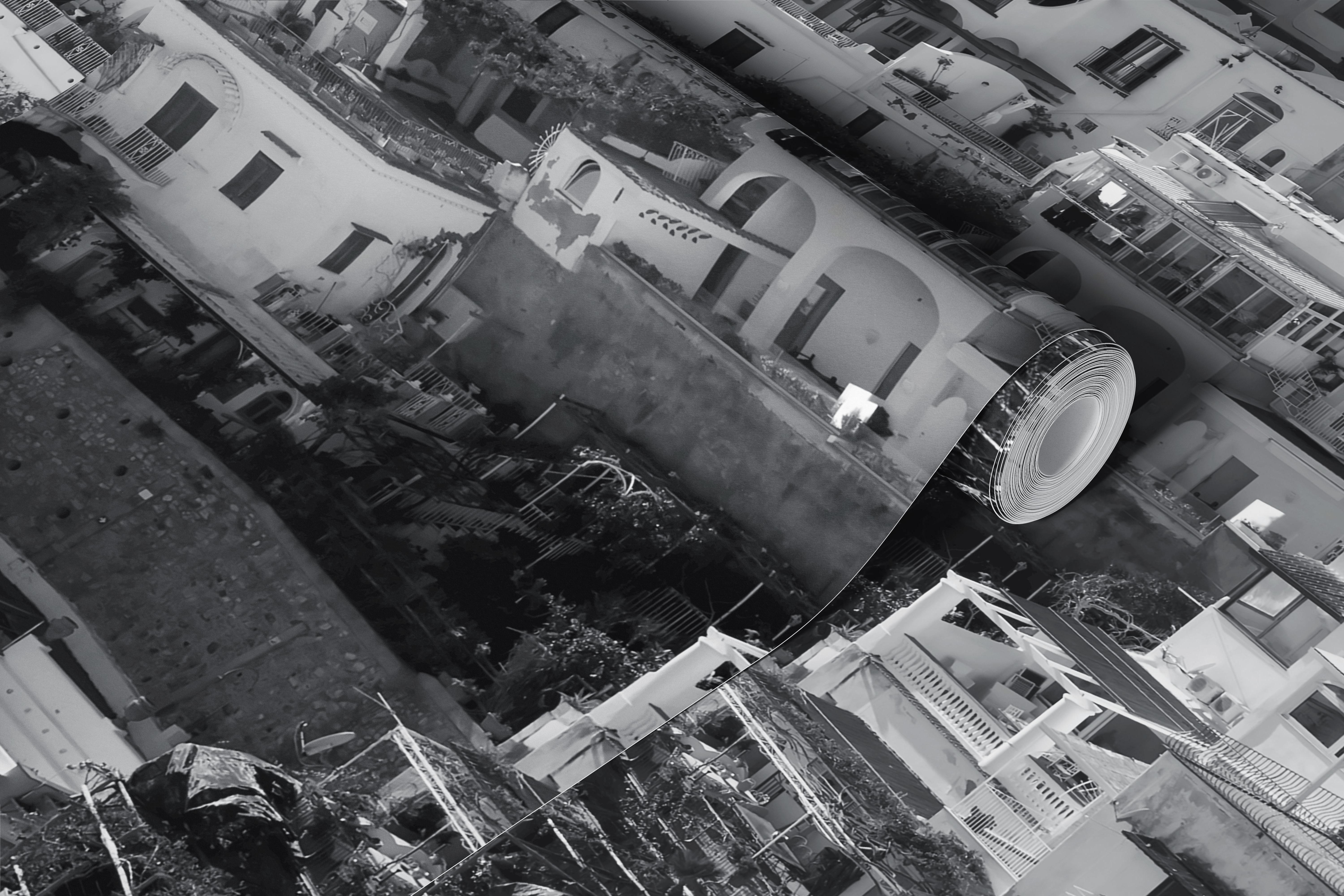 Bellissima Positano 2 zwart-witte wallpaper in een kamer