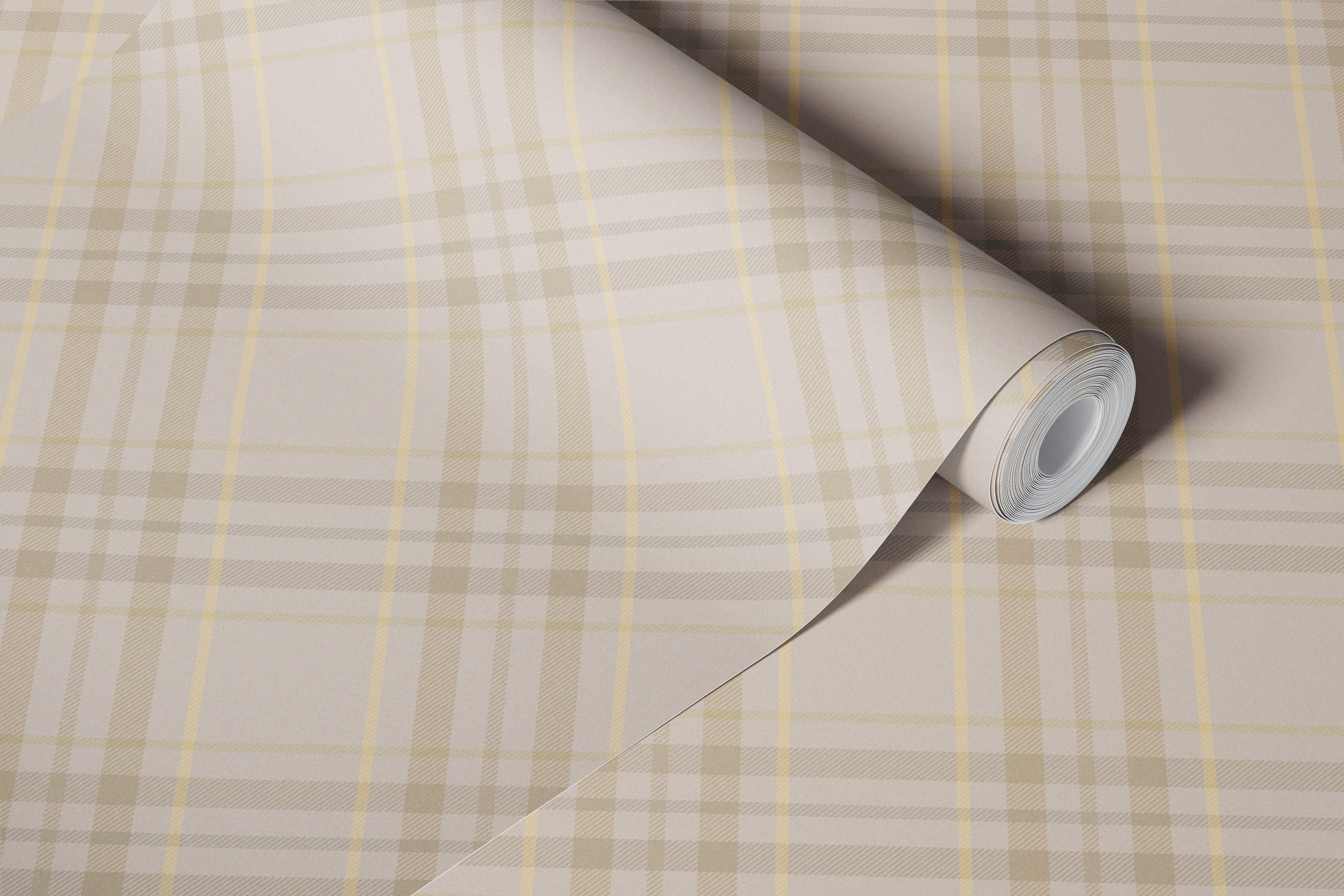 Buttercream Diagonal Tartan wallpaper design