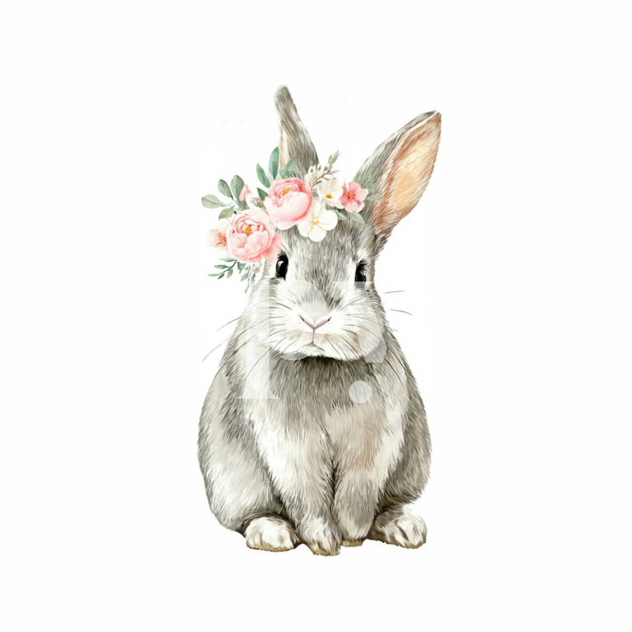 Blossom Crowned Bunny wallpaper in a room