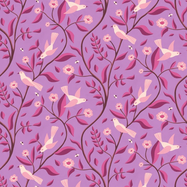 Light Purple Birds in the Forest