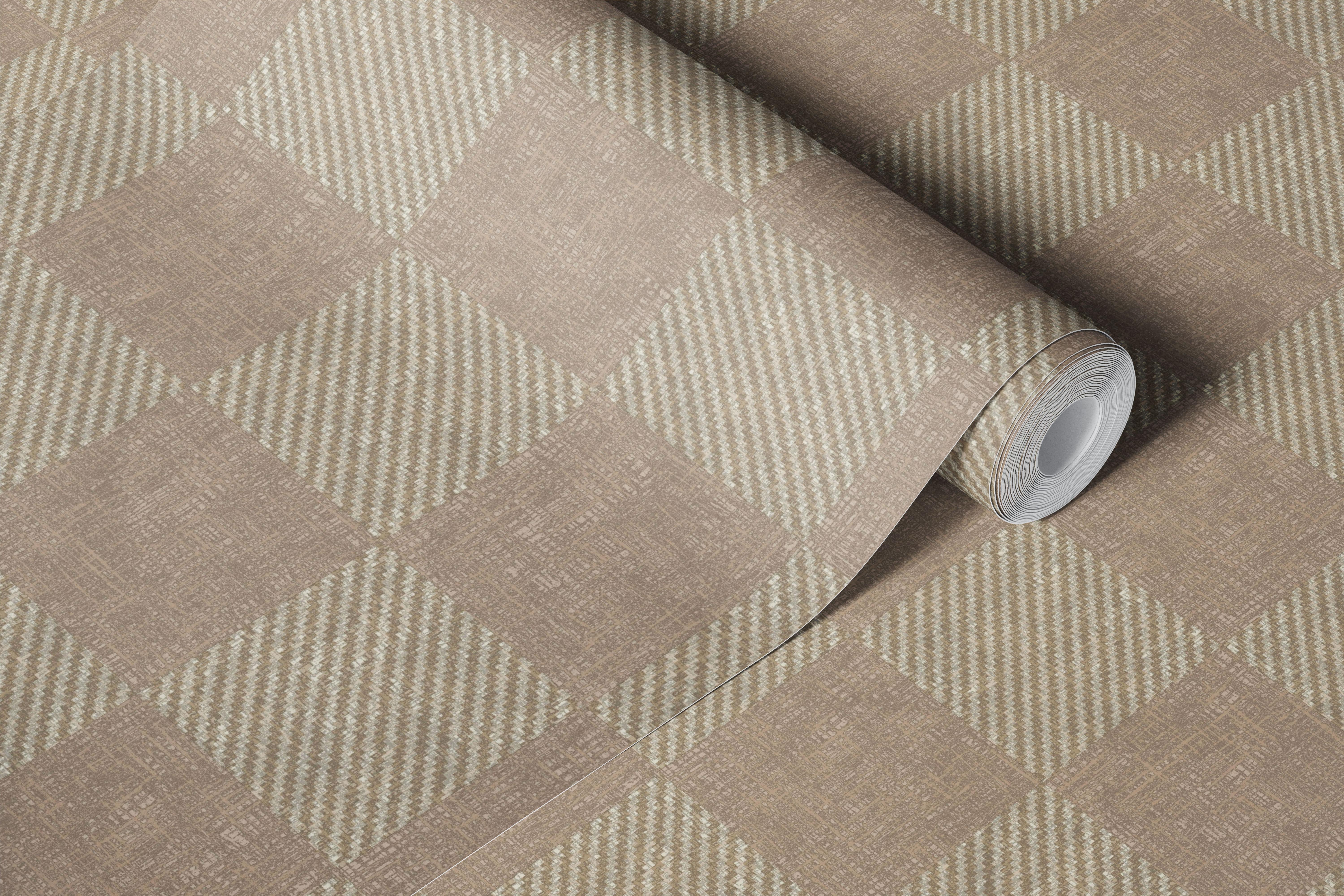 Clay Nude Raffia Chessboard wallpaper in room