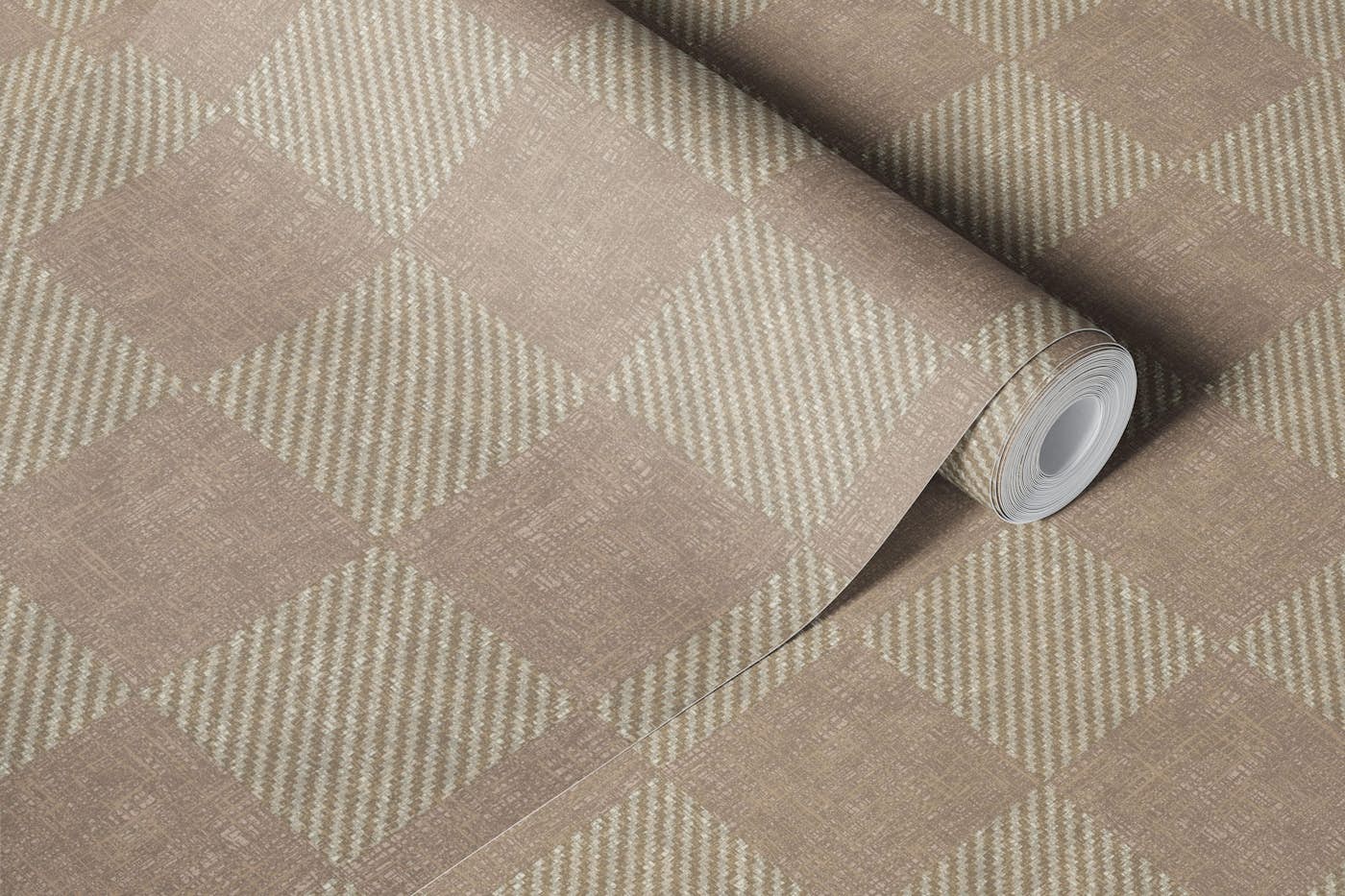 Clay Nude Raffia Chessboard wallpaper roll