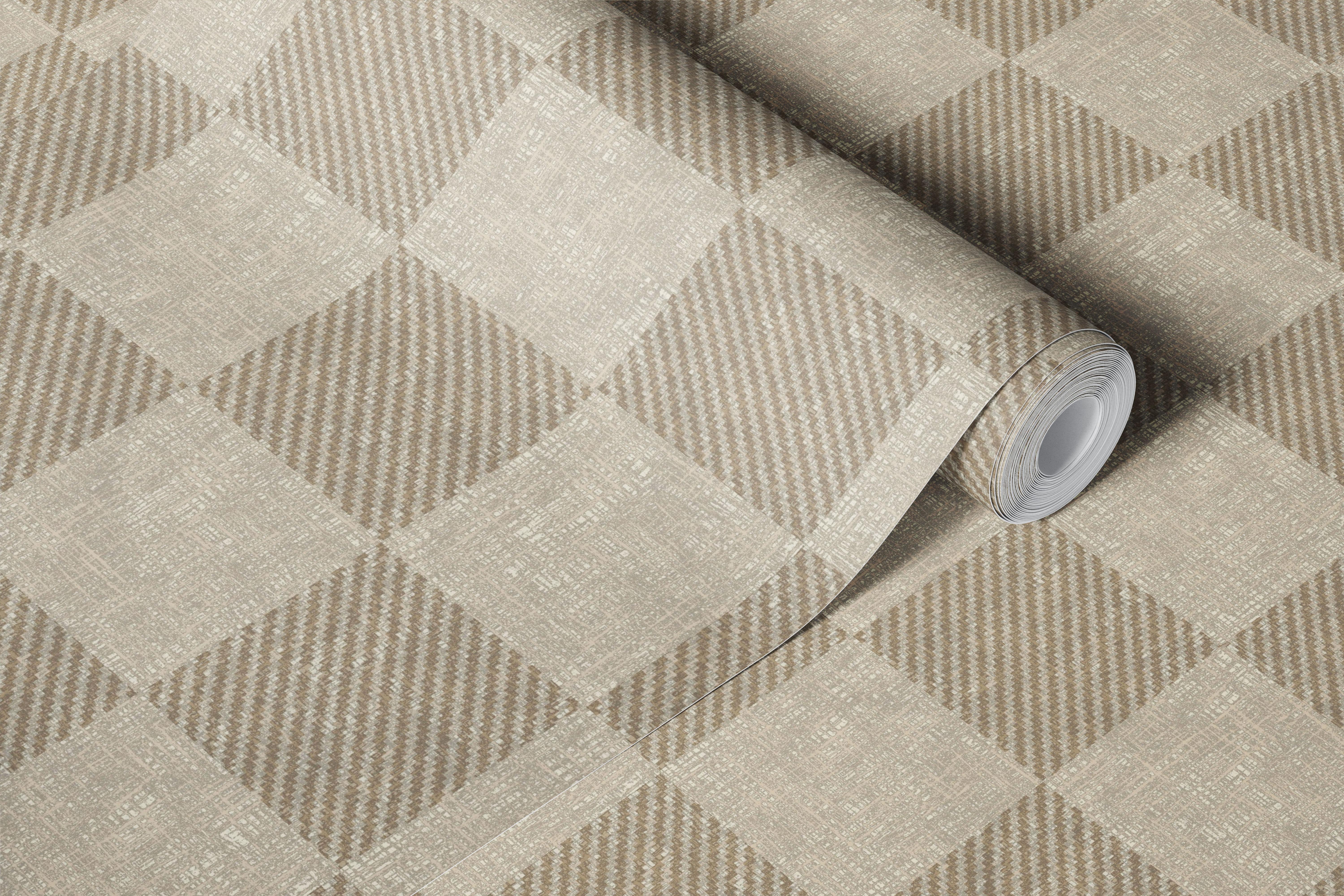 Beige checkerboard pattern wallpaper