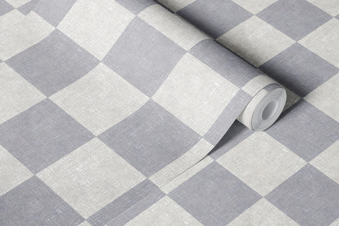Light warm gray woven checkerboard wallpaper roll
