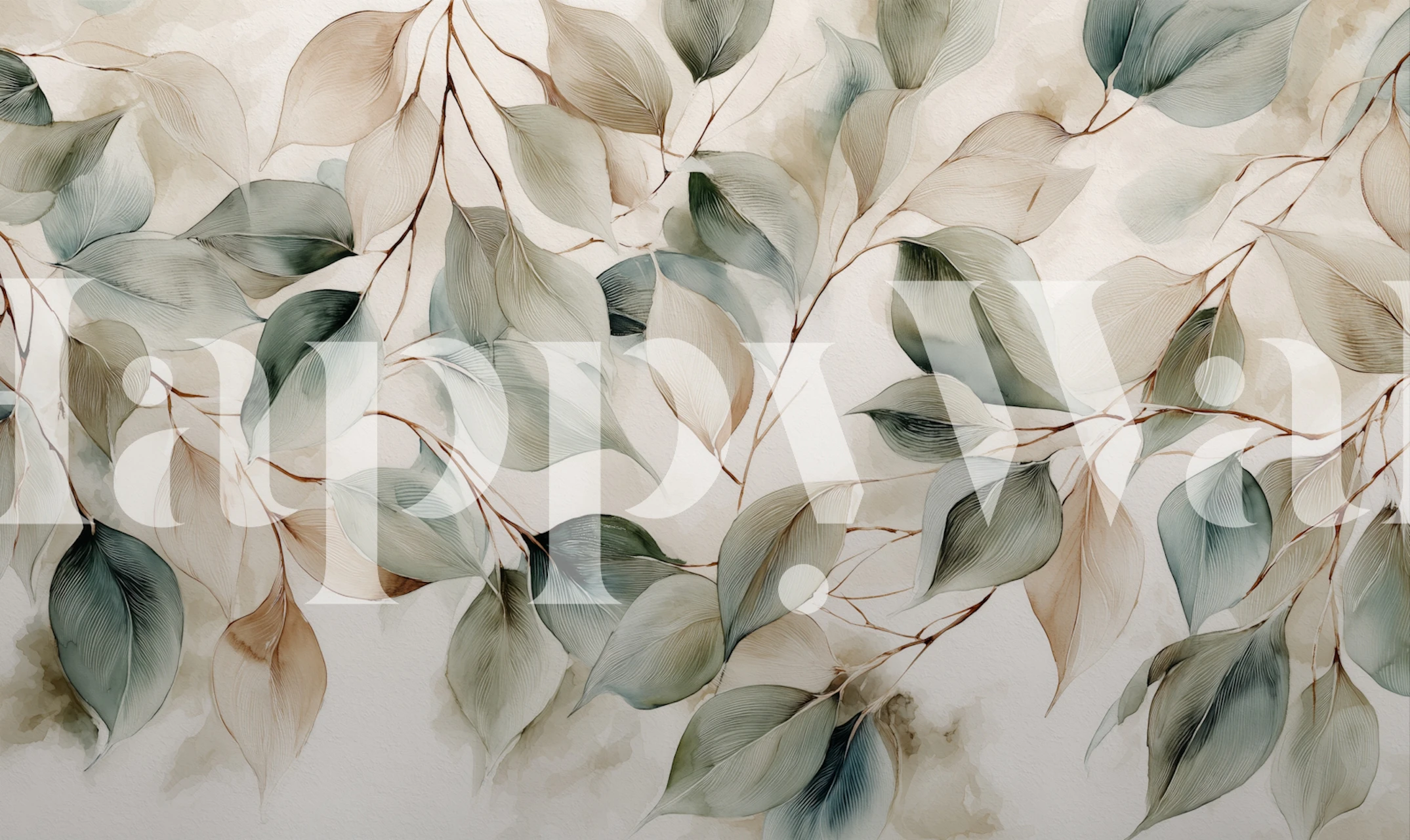 Botanical branches wallpaper design in a room