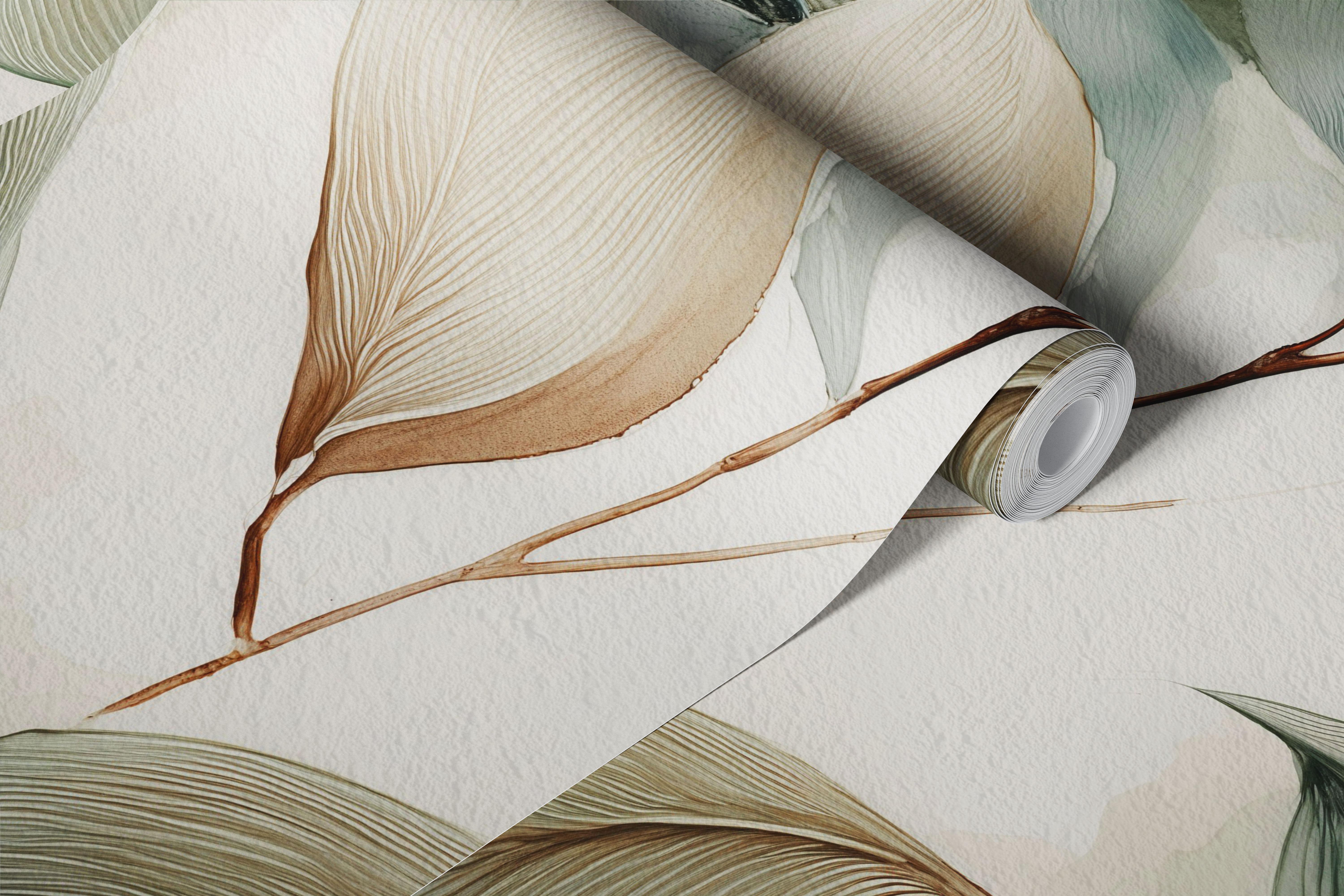 Botanical branches wallpaper design in a room